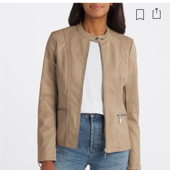 Ebele faux leather jacket by Mo-Ka. Tan, Small. StitchFix. - Picture 4 of 6